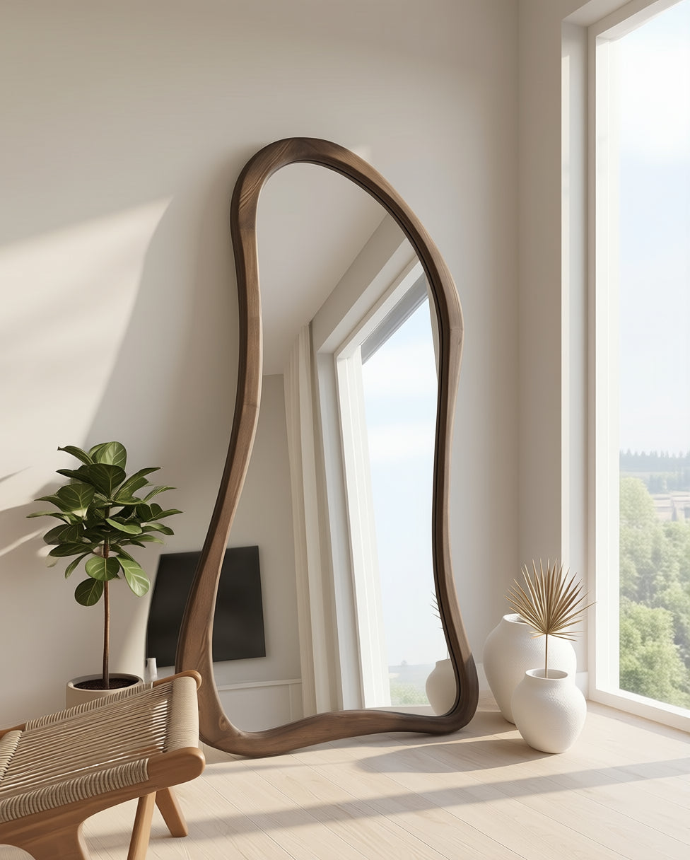 Asymmetrische Spiegel "Ada" – Walnoot 180x100cm