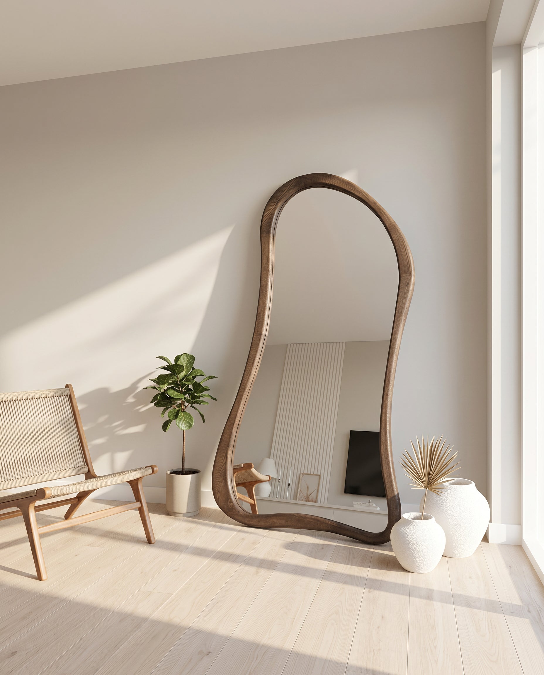 Asymmetrische Spiegel "Ada" – Walnoot 180x100cm