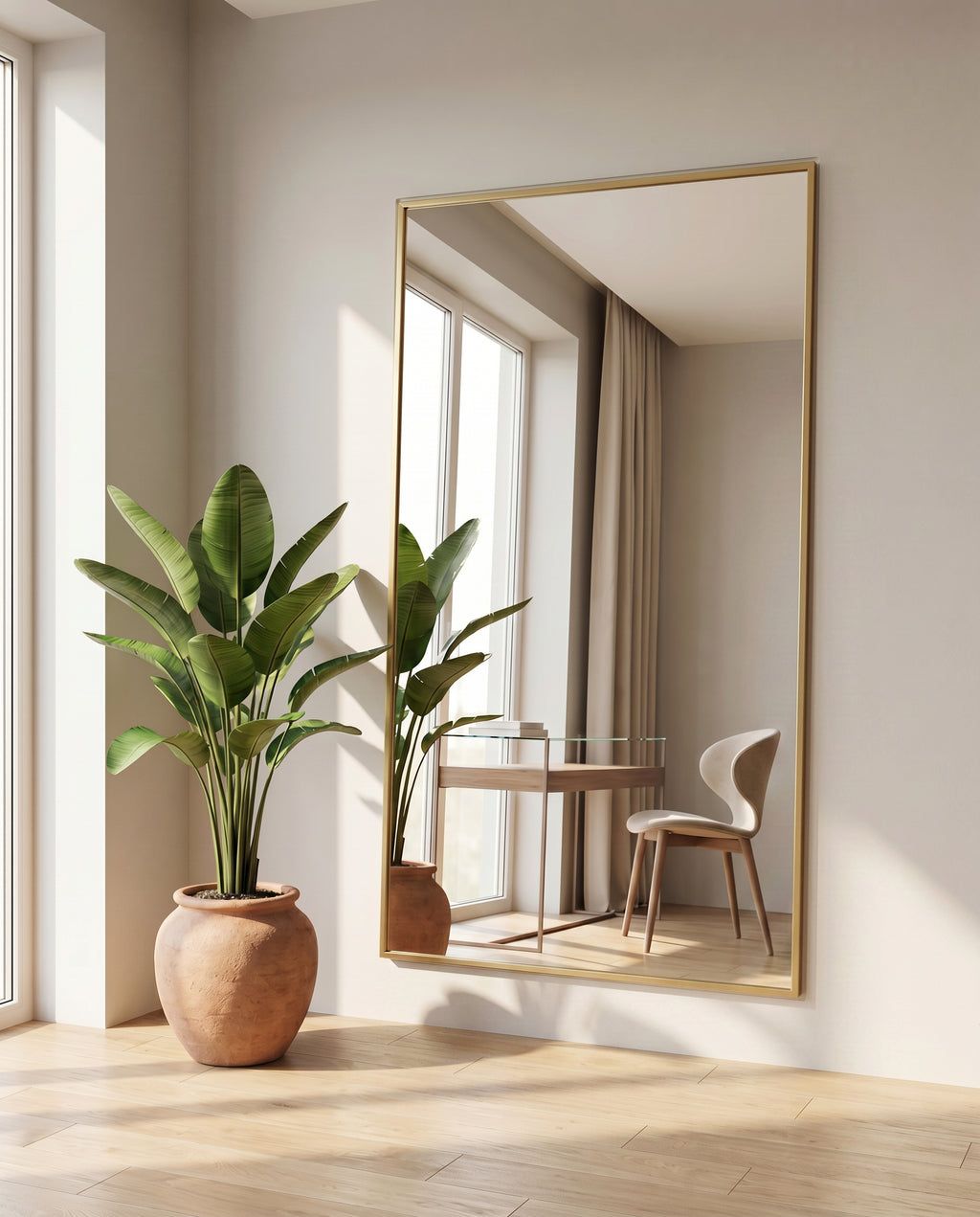 Rechthoekige Spiegel "Ada" – Gouden Metalen Lijst 180x100cm