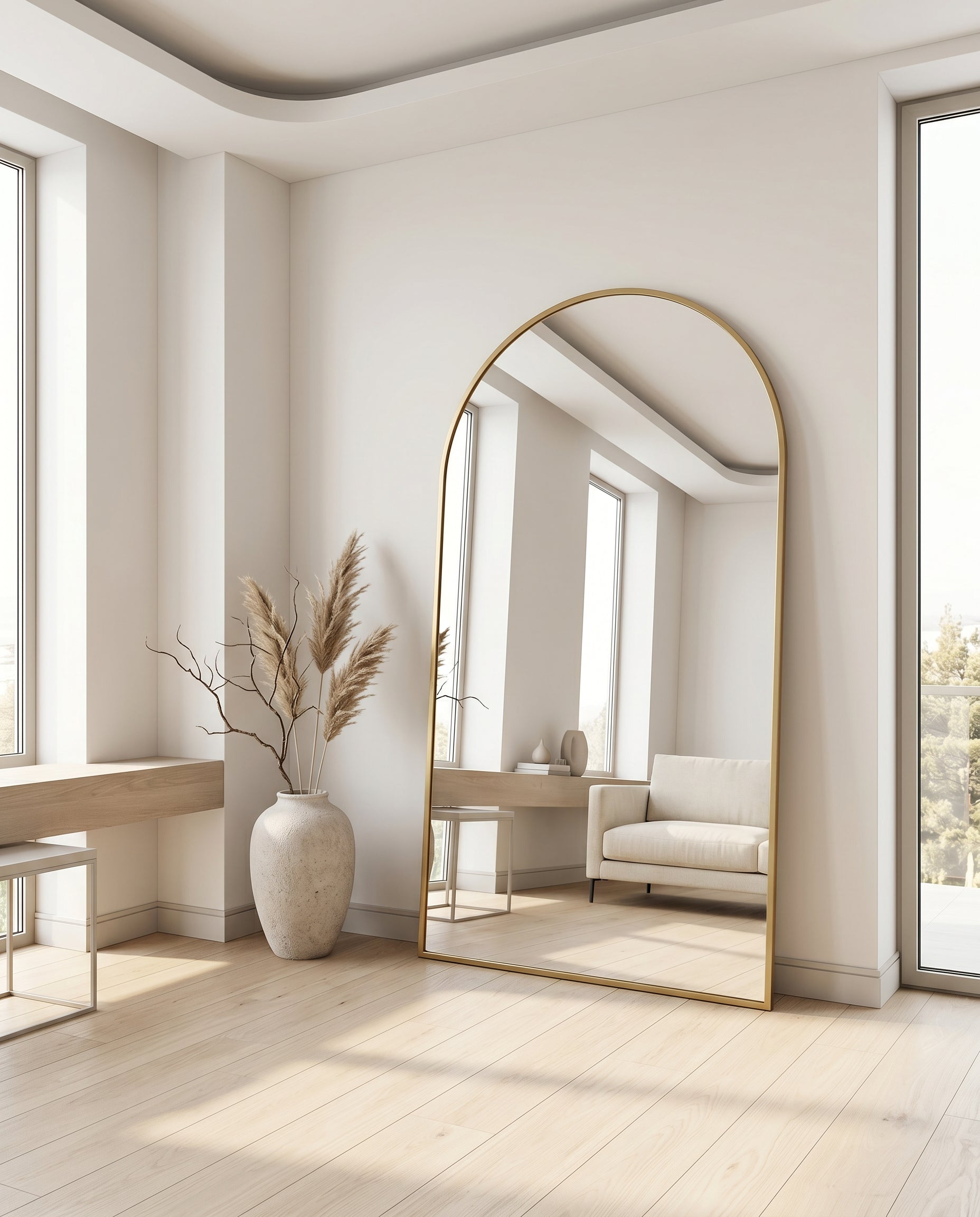 Ovale Spiegel "Ada" – Gouden Metalen Lijst 180x100cm