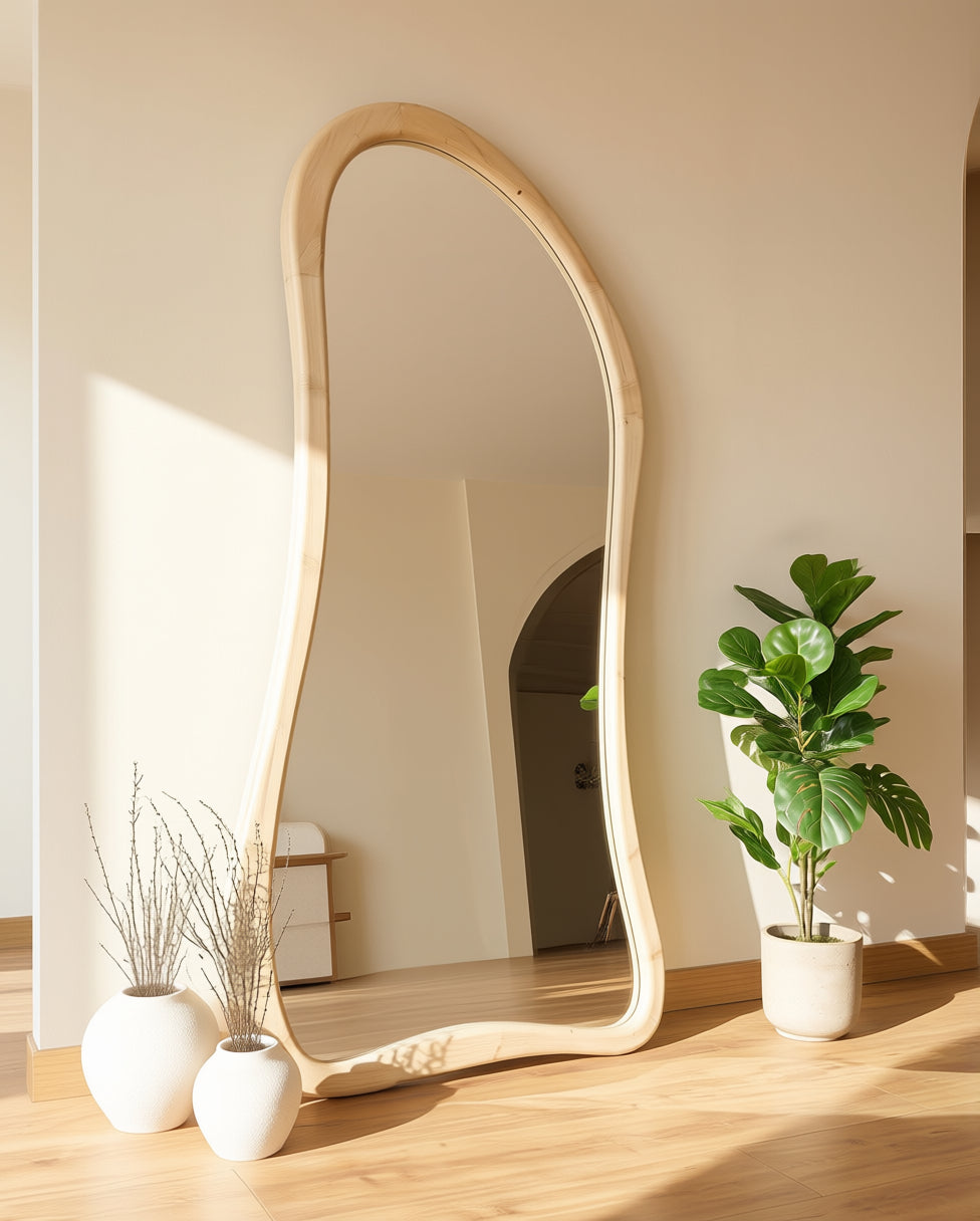 Asymmetrische Spiegel "Ada" – Naturel Hout 180x100cm