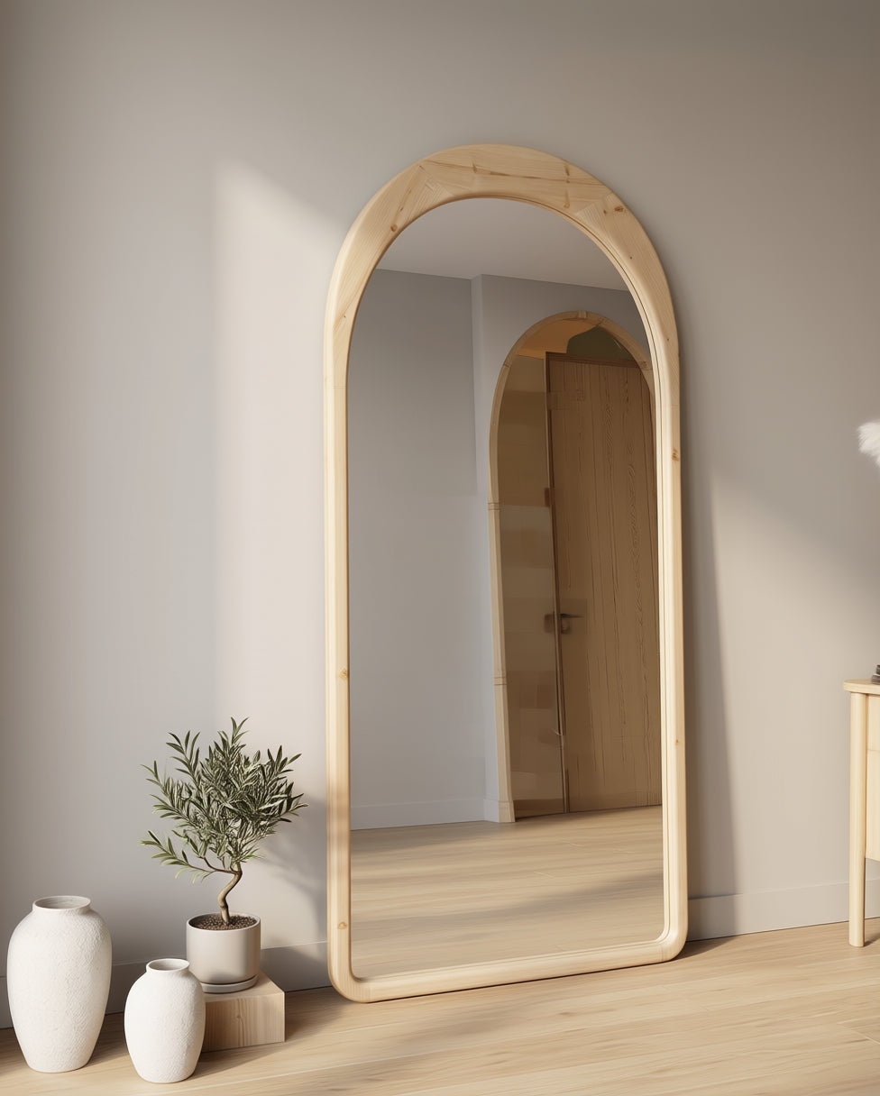 Ovale Spiegel "Ada" – Naturel Hout 180x100cm