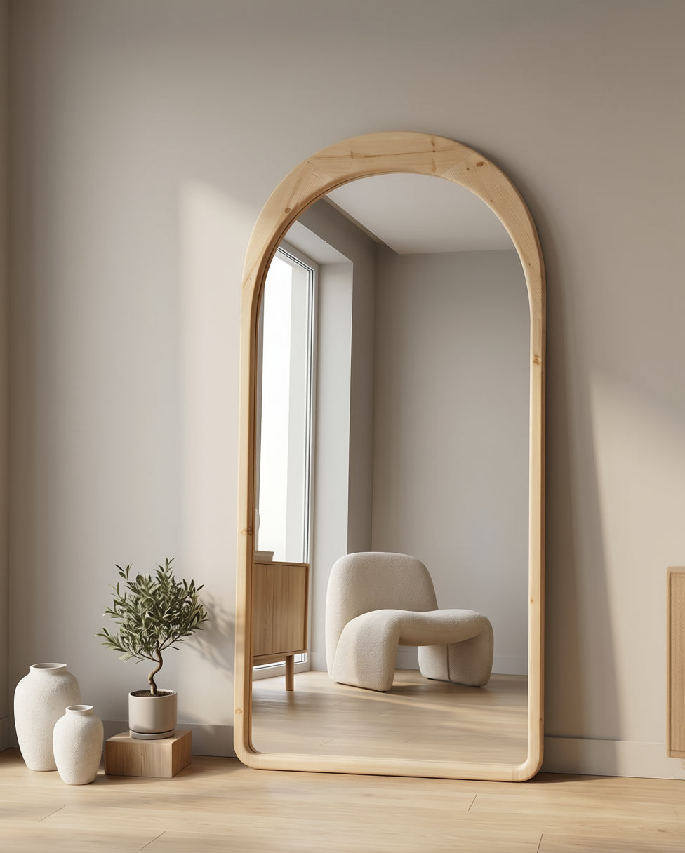 Ovale Spiegel "Ada" – Naturel Hout 180x100cm