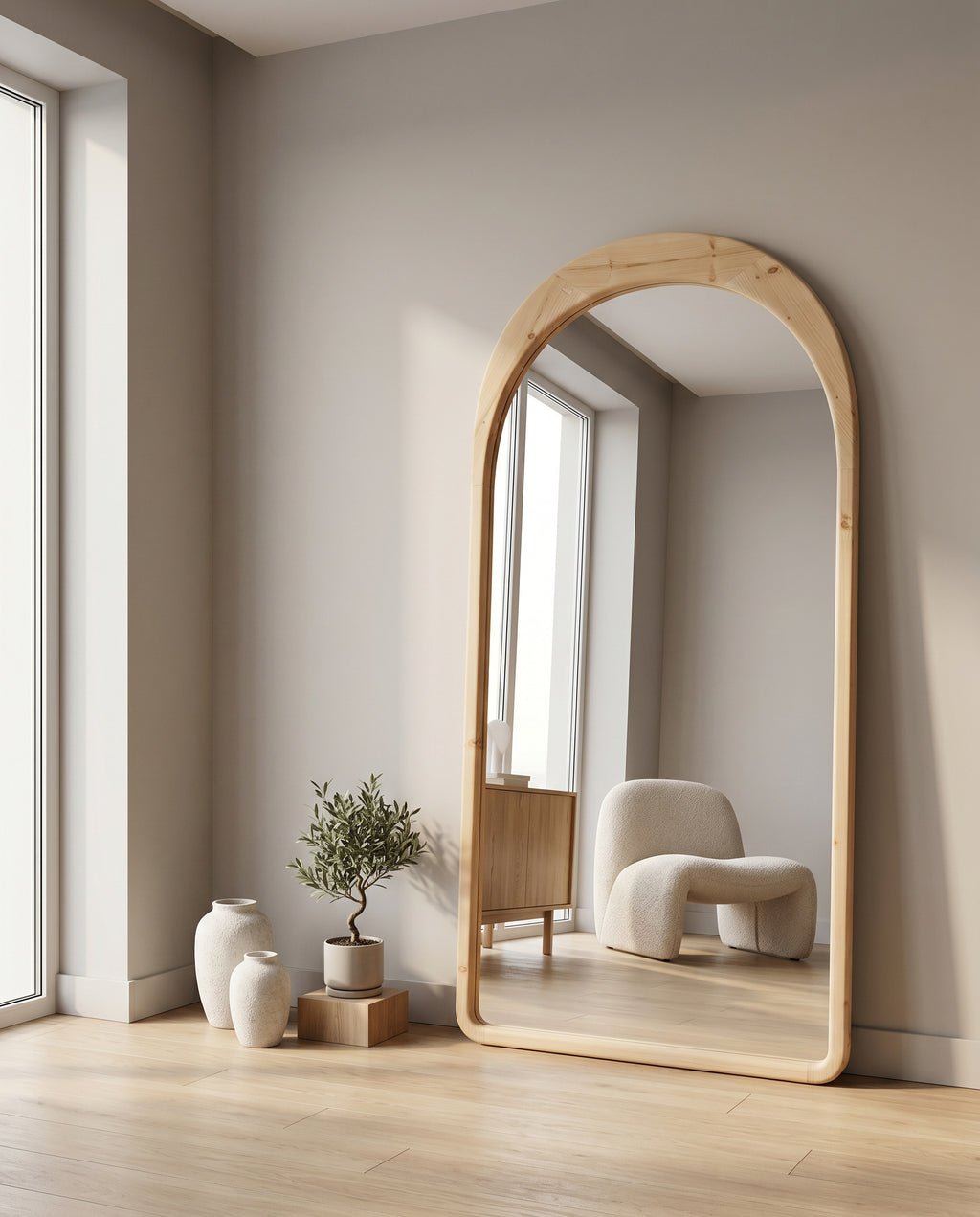 Ovale Spiegel "Ada" – Naturel Hout 180x100cm