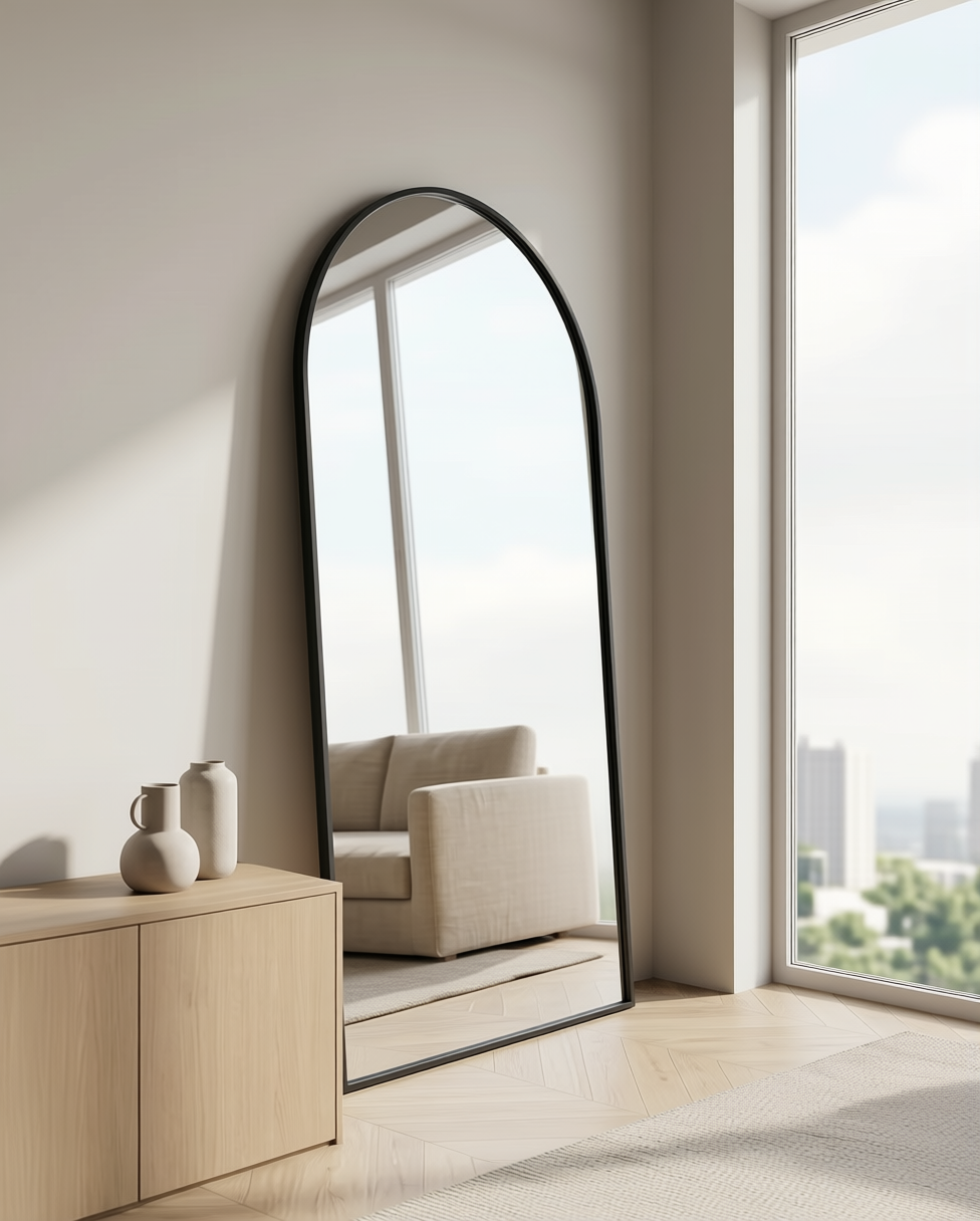 Ovale Spiegel "Ada" – Zwarte Metalen Lijst 180x100cm