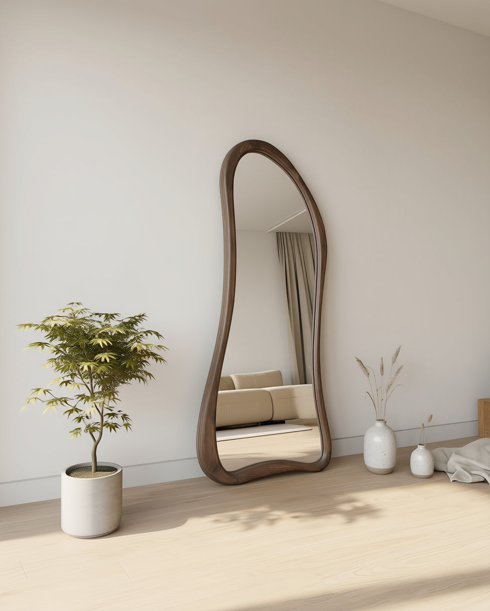 Asymmetrische Spiegel "Ada" – Walnoot 180x80cm