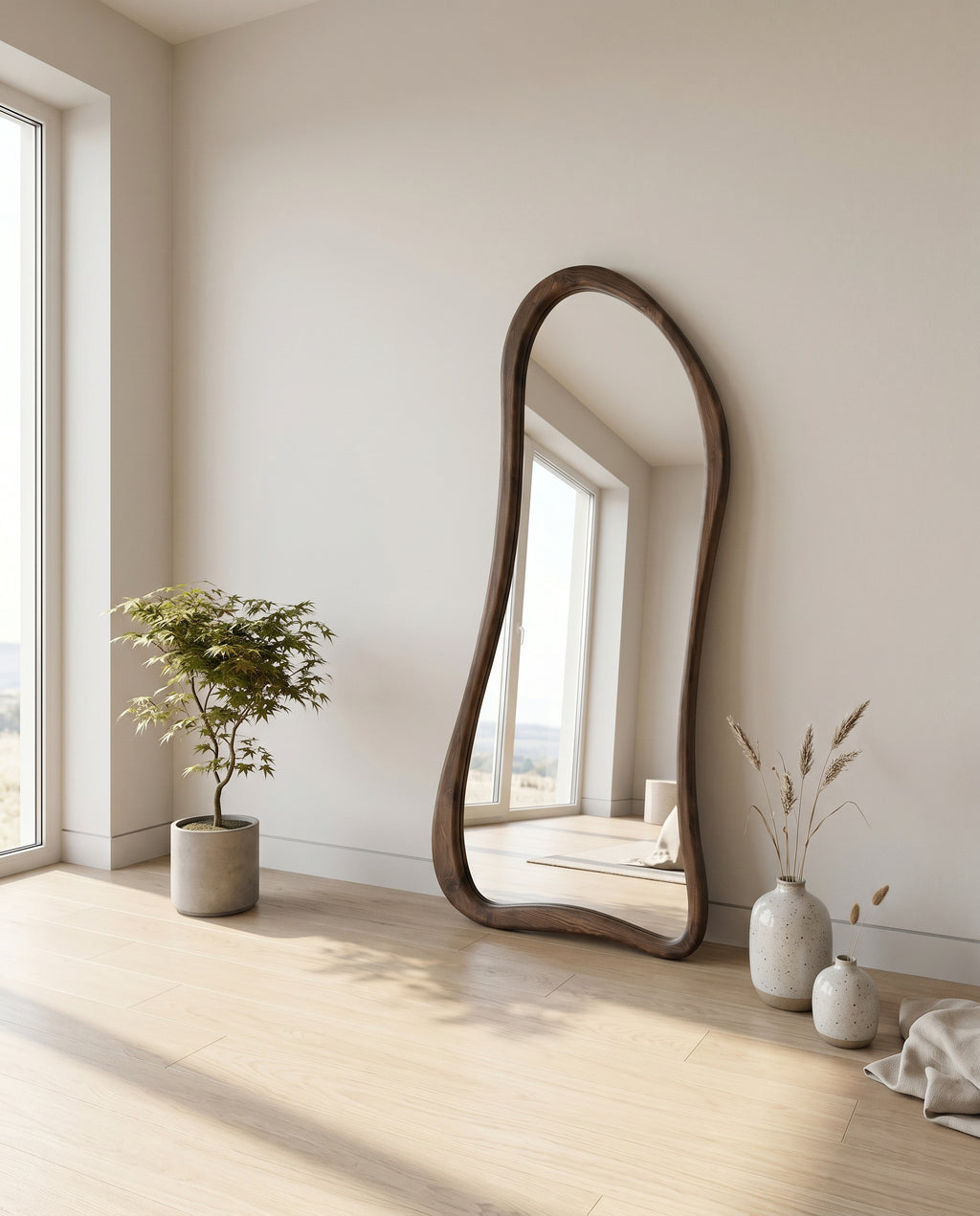 Asymmetrische Spiegel "Ada" – Walnoot 180x80cm