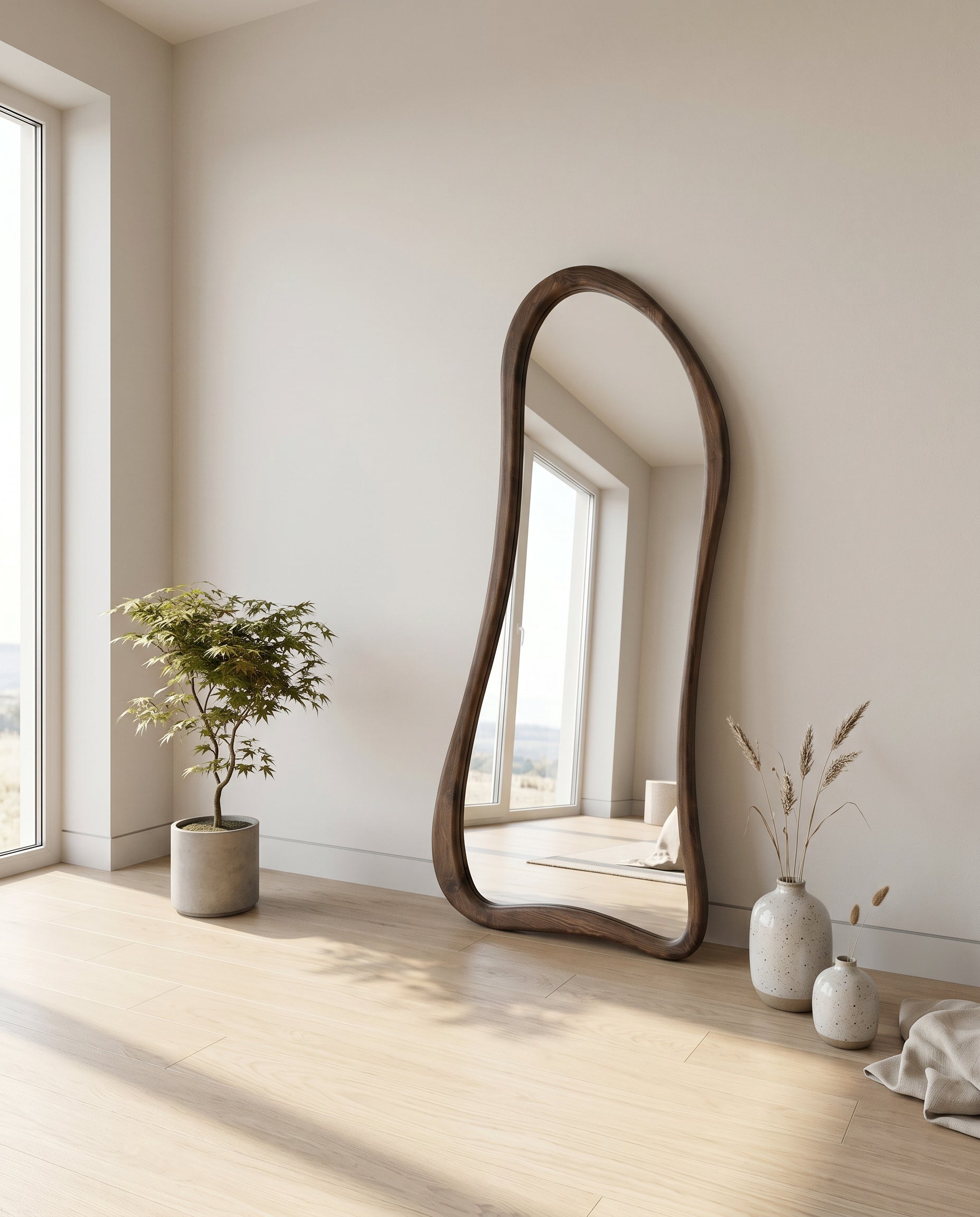 Asymmetrische Spiegel "Ada" – Walnoot 180x80cm