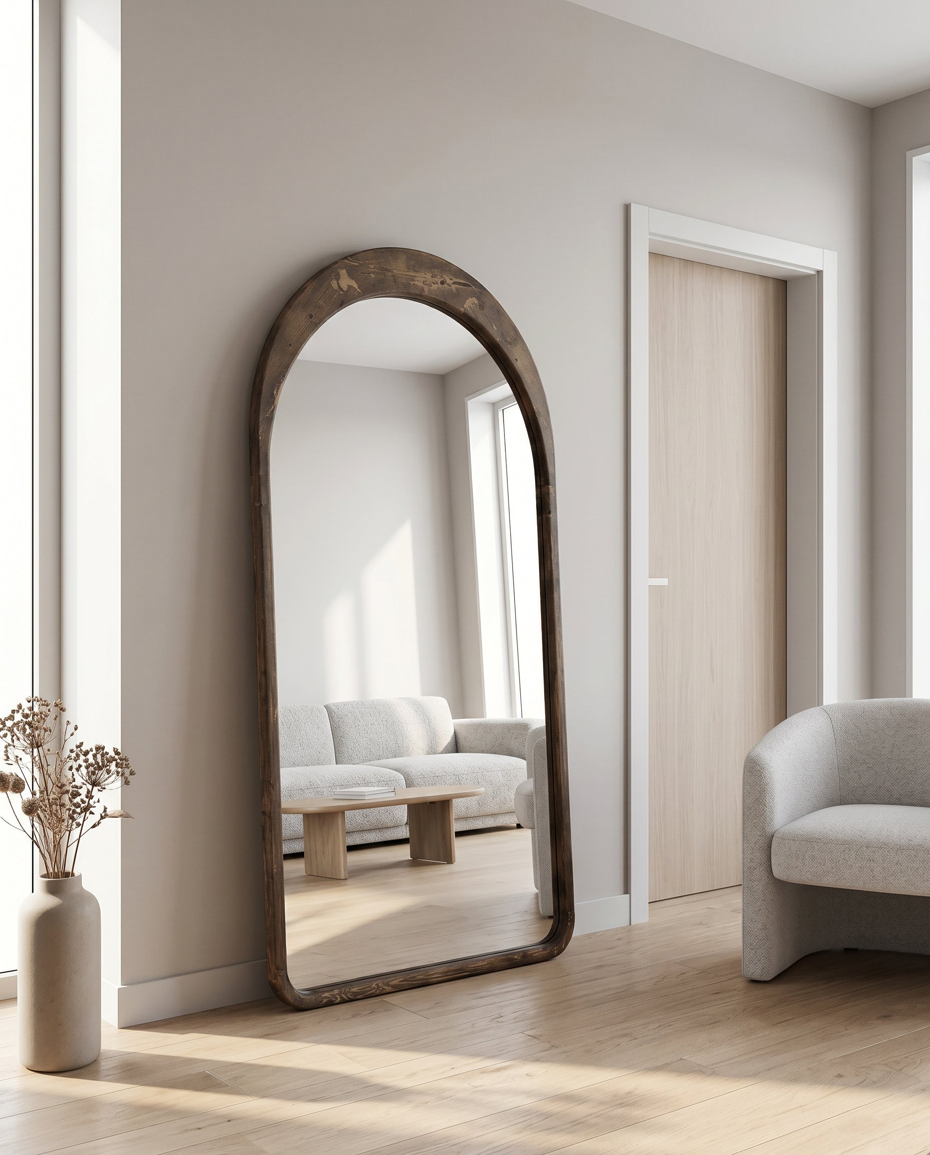 Ovale Spiegel "Ada" – Gerookt Hout 180x80cm