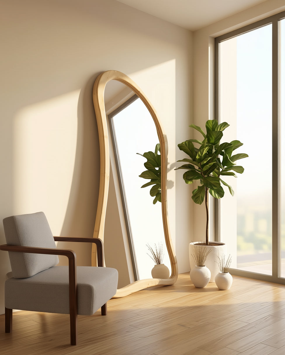 Asymmetrische Spiegel "Ada" – Naturel Hout 180x80cm