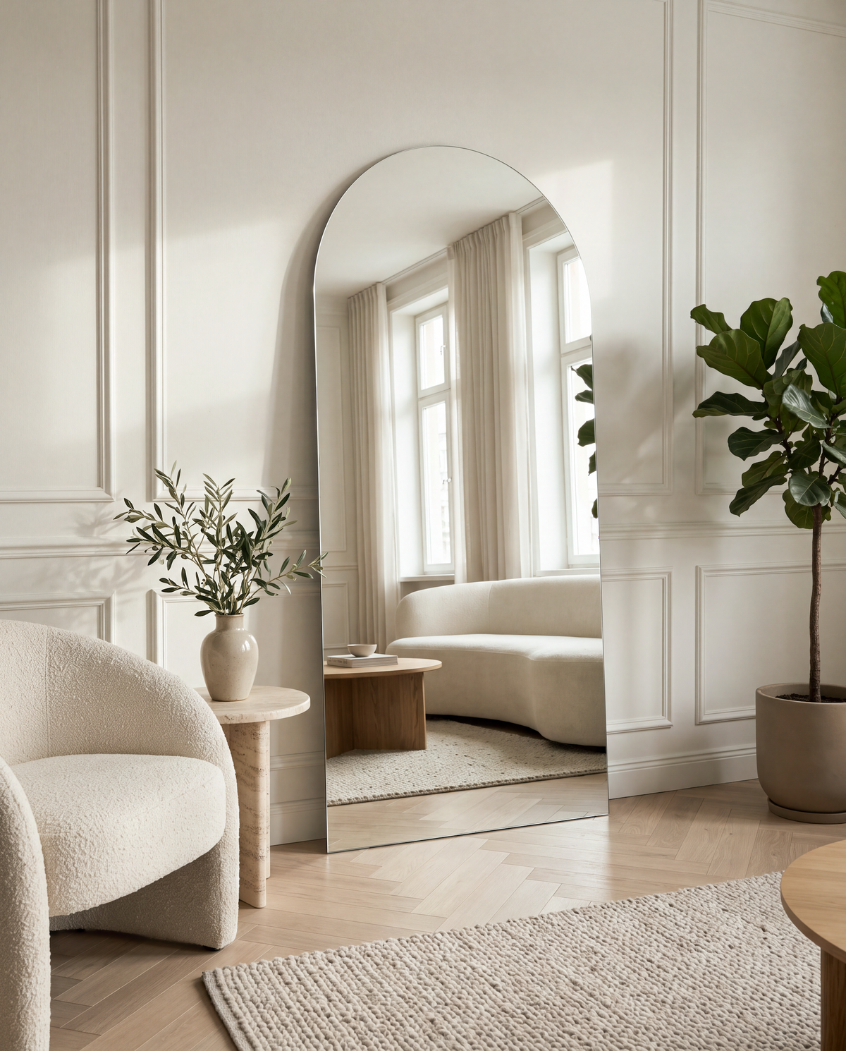 Grote Ovale Staande Spiegel – Zonder Lijst 180x80cm