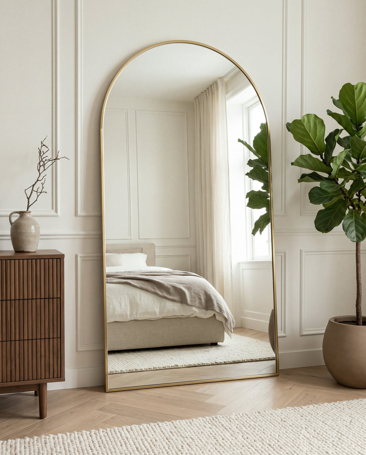 Grote Ovale Staande Spiegel – Gouden Metalen Lijst 180x100cm
