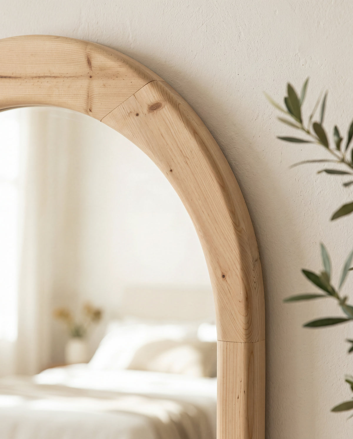 Grote Ovale Staande Spiegel – Naturel Hout