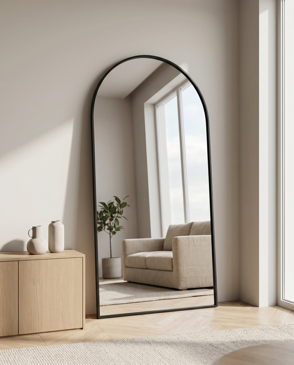 Ovale Spiegel "Ada" – Zwarte Metalen Lijst 180x100cm